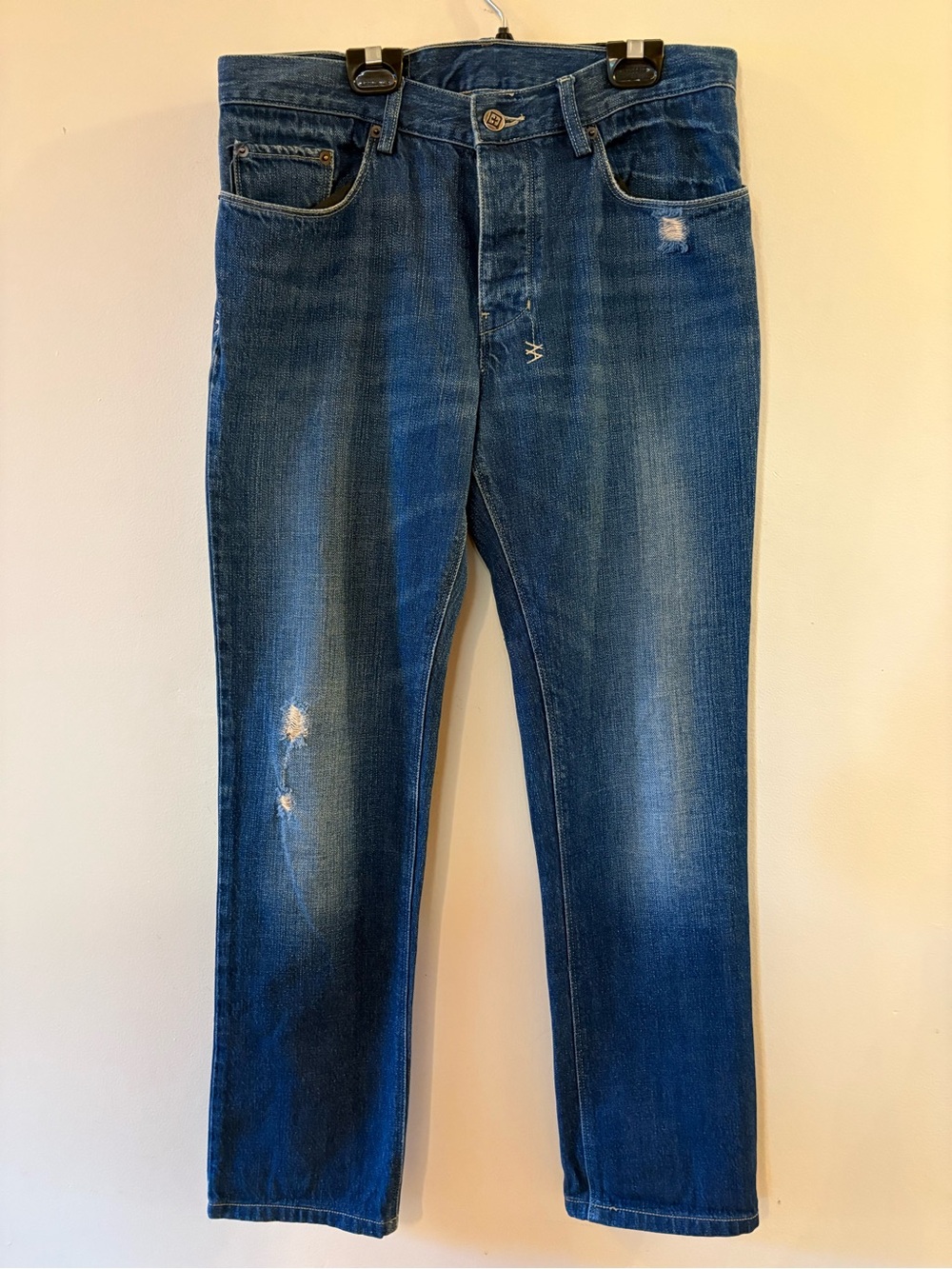 Ksubi Distressed Slim Straight Denim Jeans Medium Wash Men’s Sz 33, No Flag Tag.